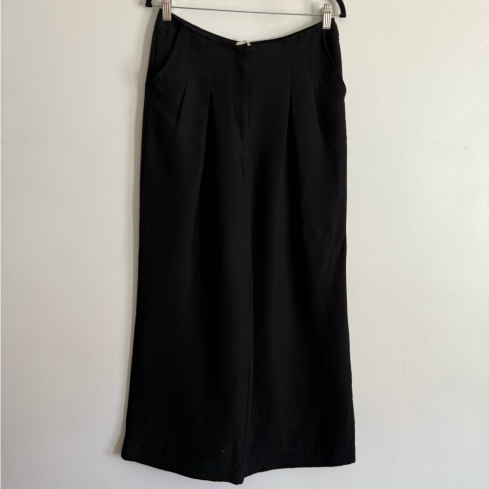 Ulla Johnson Black Wide Leg Pleated Trousers